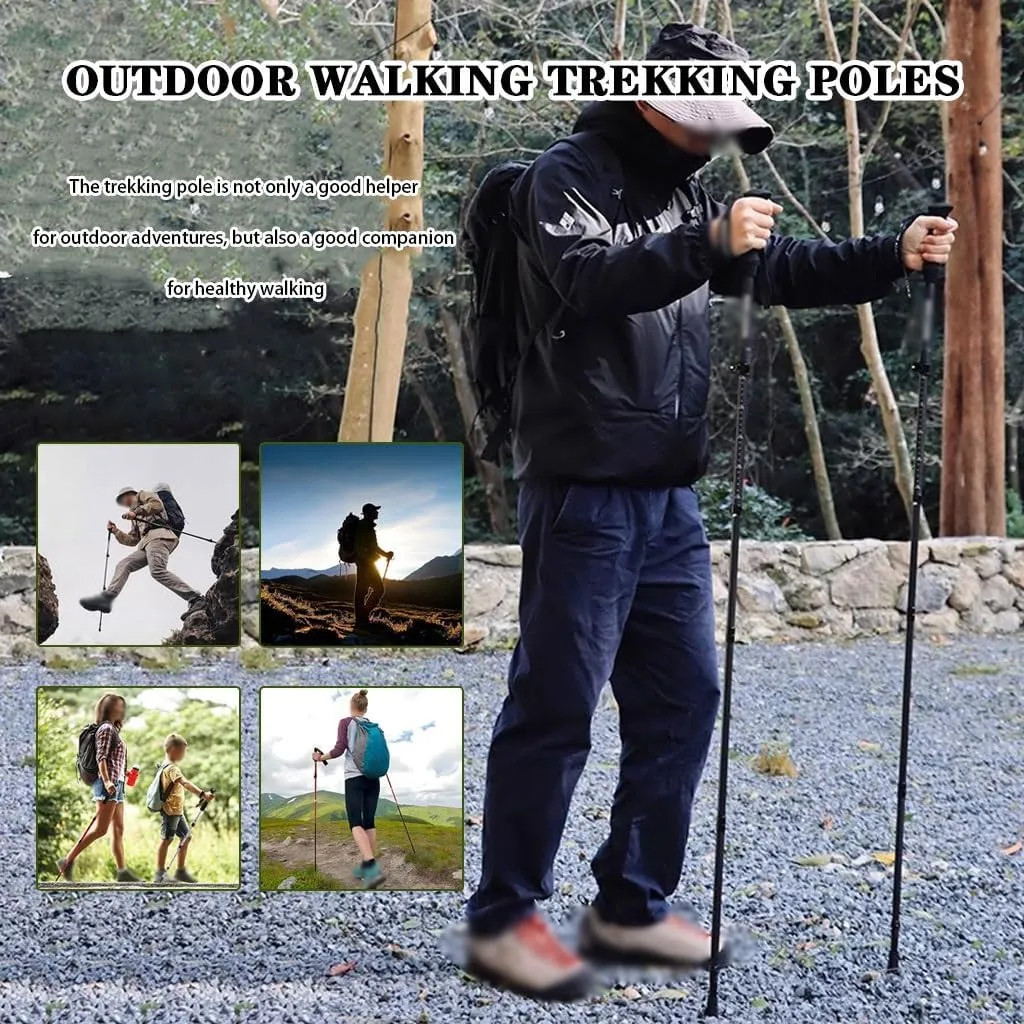 3K Carbon Fiber Trekking Pole (1pc), Collapsible Lightweight Walking Stick, with EVA Grips, for Men, Women, and Seniors