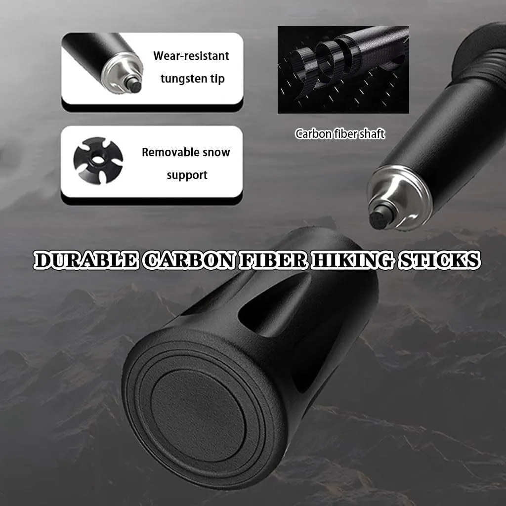3K Carbon Fiber Trekking Pole (1pc), Collapsible Lightweight Walking Stick, with EVA Grips, for Men, Women, and Seniors