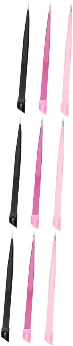3sets Nail Tweezers Pressing Head Straight Tweezers for Nail Art Hair Set Sturdy Stainless Steel Comfortable Grip 3pcs*3