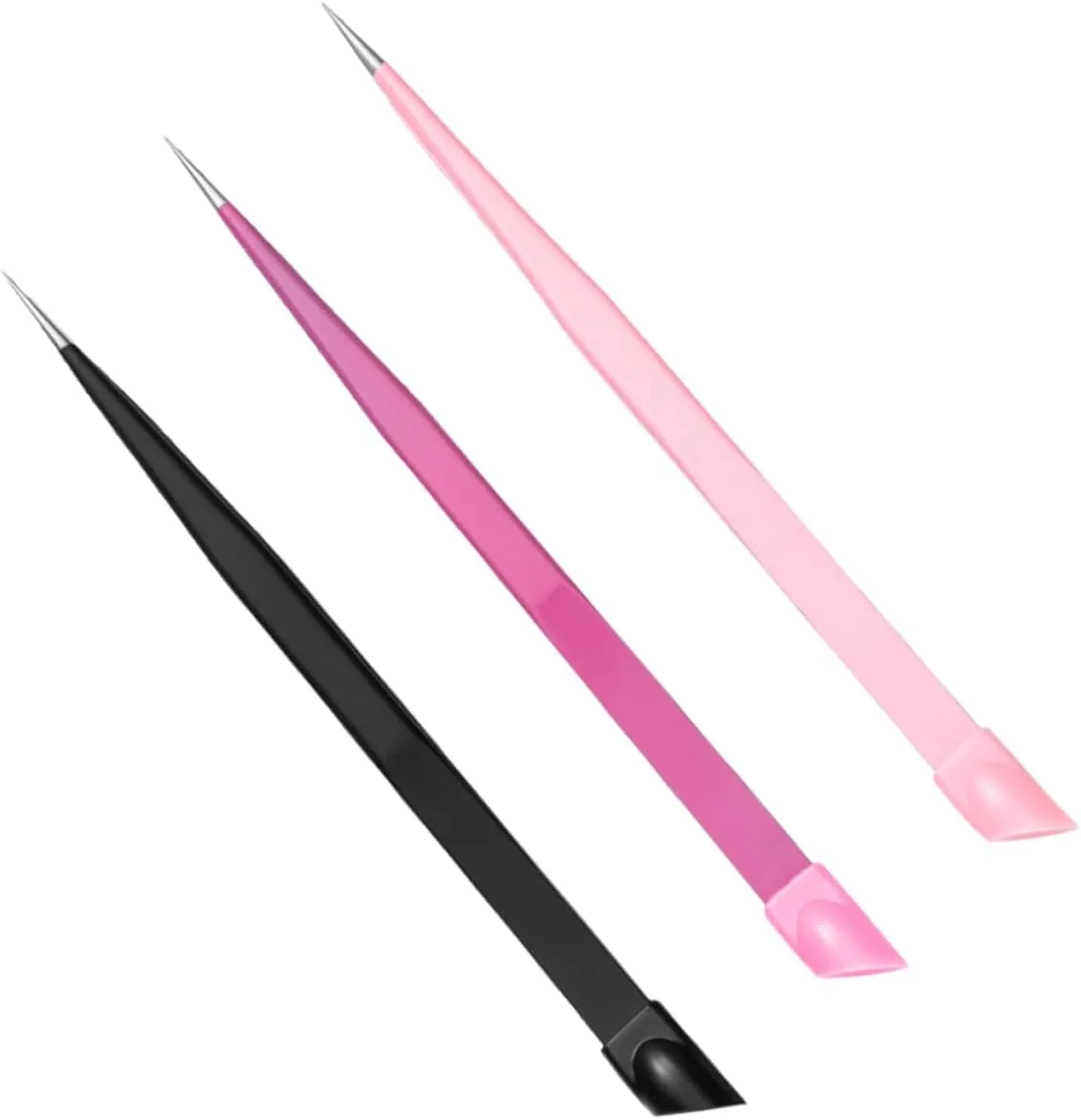 3sets Nail Tweezers Pressing Head Straight Tweezers for Nail Art Hair Set Sturdy Stainless Steel Comfortable Grip 3pcs*3