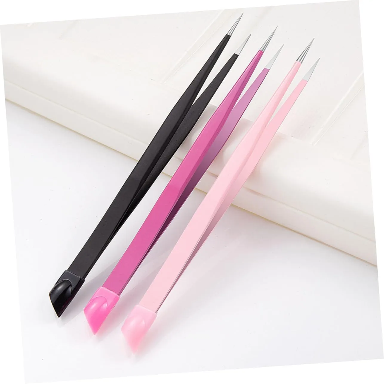 3sets Nail Tweezers Pressing Head Straight Tweezers for Nail Art Hair Set Sturdy Stainless Steel Comfortable Grip 3pcs*3