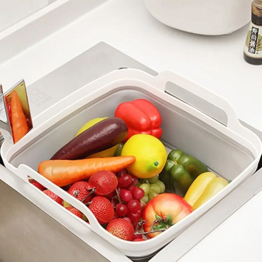 3x Collapsible Strainer Foldable Fruit Veggies Wash Colander Storage Basket V563-75193-3X