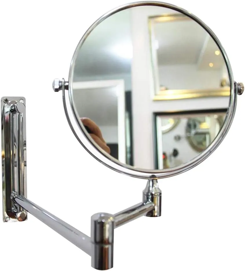 3X Magnification Makeup Vanity Mirror,Two-Sided Beauty Mirror Wall Mounted Cosmetic Mirror 360° Swivel Extendable Bathroom Mirror,Chrome (Chrome 6inc