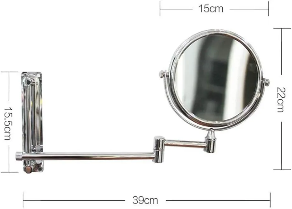 3X Magnification Makeup Vanity Mirror,Two-Sided Beauty Mirror Wall Mounted Cosmetic Mirror 360° Swivel Extendable Bathroom Mirror,Chrome (Chrome 6inc