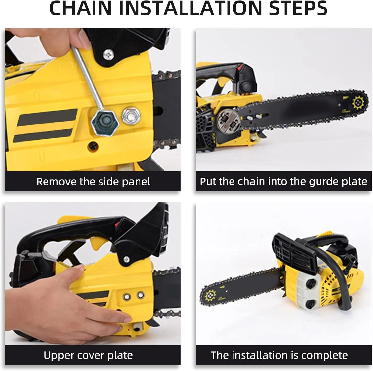 4 Pack 16 Inch Chainsaw Chain 56 Drive Links .050" Gauge, 3/8" Pitch, 16" Replacement Chain Low-Kickback Chainsaw Chains Compatible with Craftsman, Echo, Homelite, Poulan