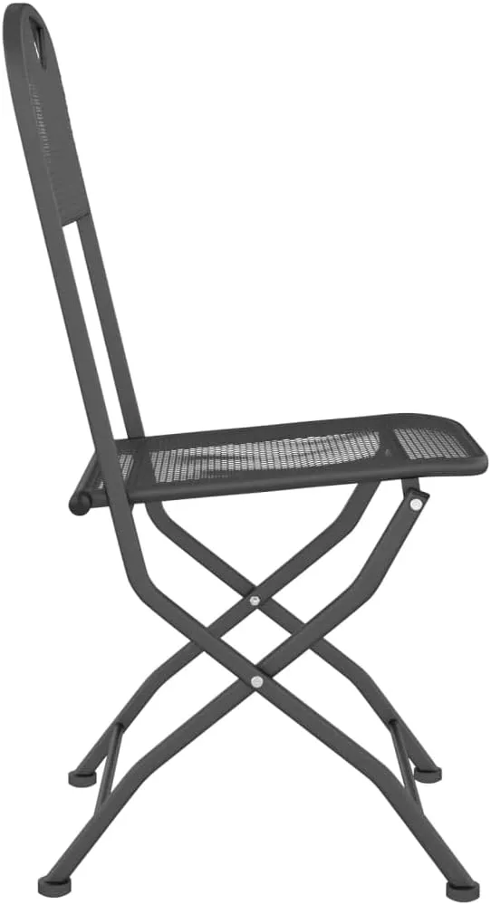 4 Pack Folding Patio Chairs Anthracite Outdoor Furniture with Expanded Metal Mesh, Steel Frame Foldable Outdoor Chairs for Camping Beach Backyard Poolside and Patio Seating