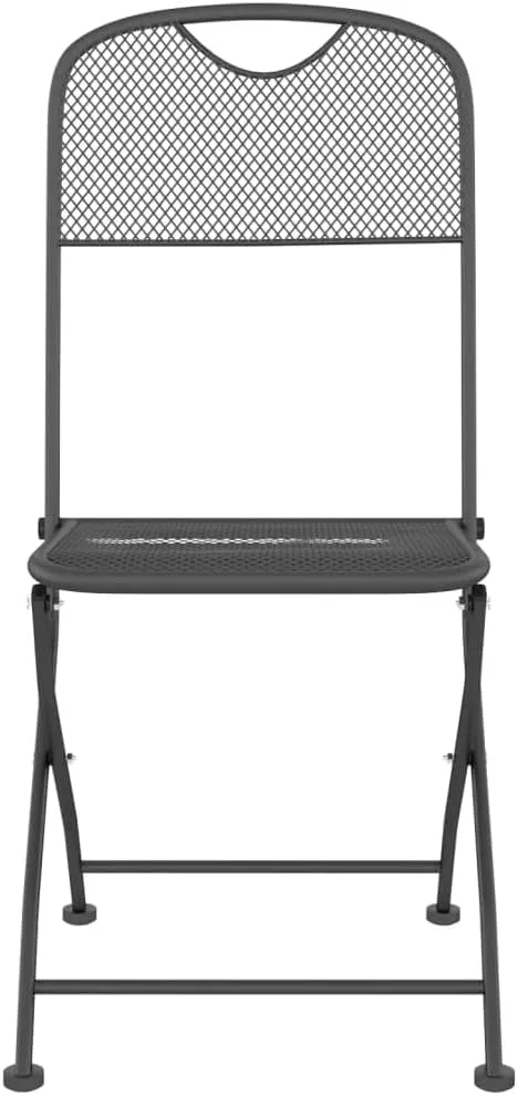 4 Pack Folding Patio Chairs Anthracite Outdoor Furniture with Expanded Metal Mesh, Steel Frame Foldable Outdoor Chairs for Camping Beach Backyard Poolside and Patio Seating