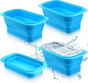 4 Pcs Extra Large Ice Block Molds Collapsible Reusable Cube Molds 8 lb Giant Silicone Big Tray for Home Ice Baths, Cold Plunge Accessories