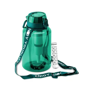 40oz Filtered Water Bottle, Portable Water Bottle with Filter BPA Free Tritan Reusable Filter Water Bottle with Strap for Travel, Hiking, Backpacking, Camping And Fitness, Green