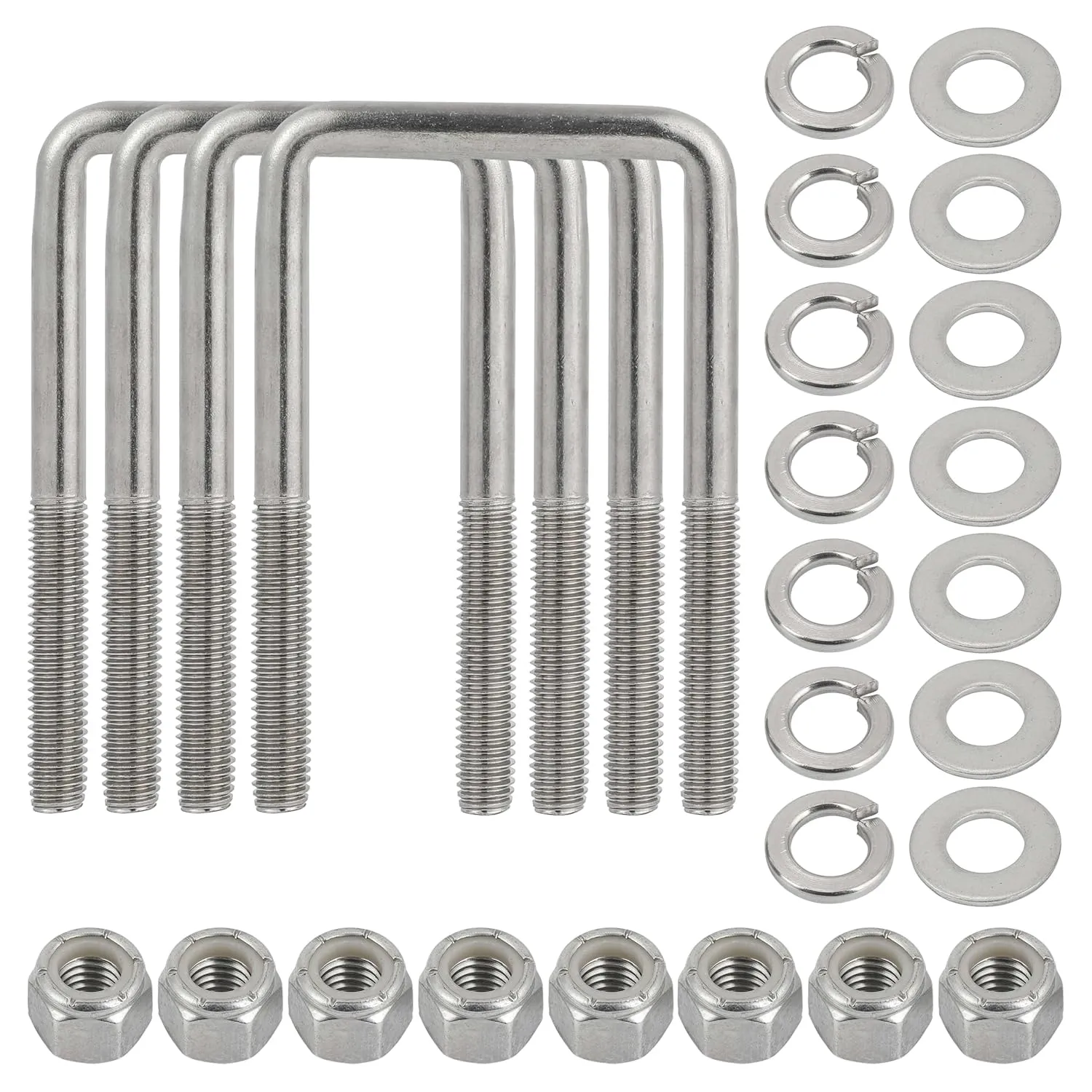 4Pack 1/2" x 3-1/16"x 4-5/16" Stainless Steel U-Bolts, Square U-Bolt Boat Trailer U-Bolts with Washers and Nuts for Sailboat Trailer Automobiles Industrial Part.