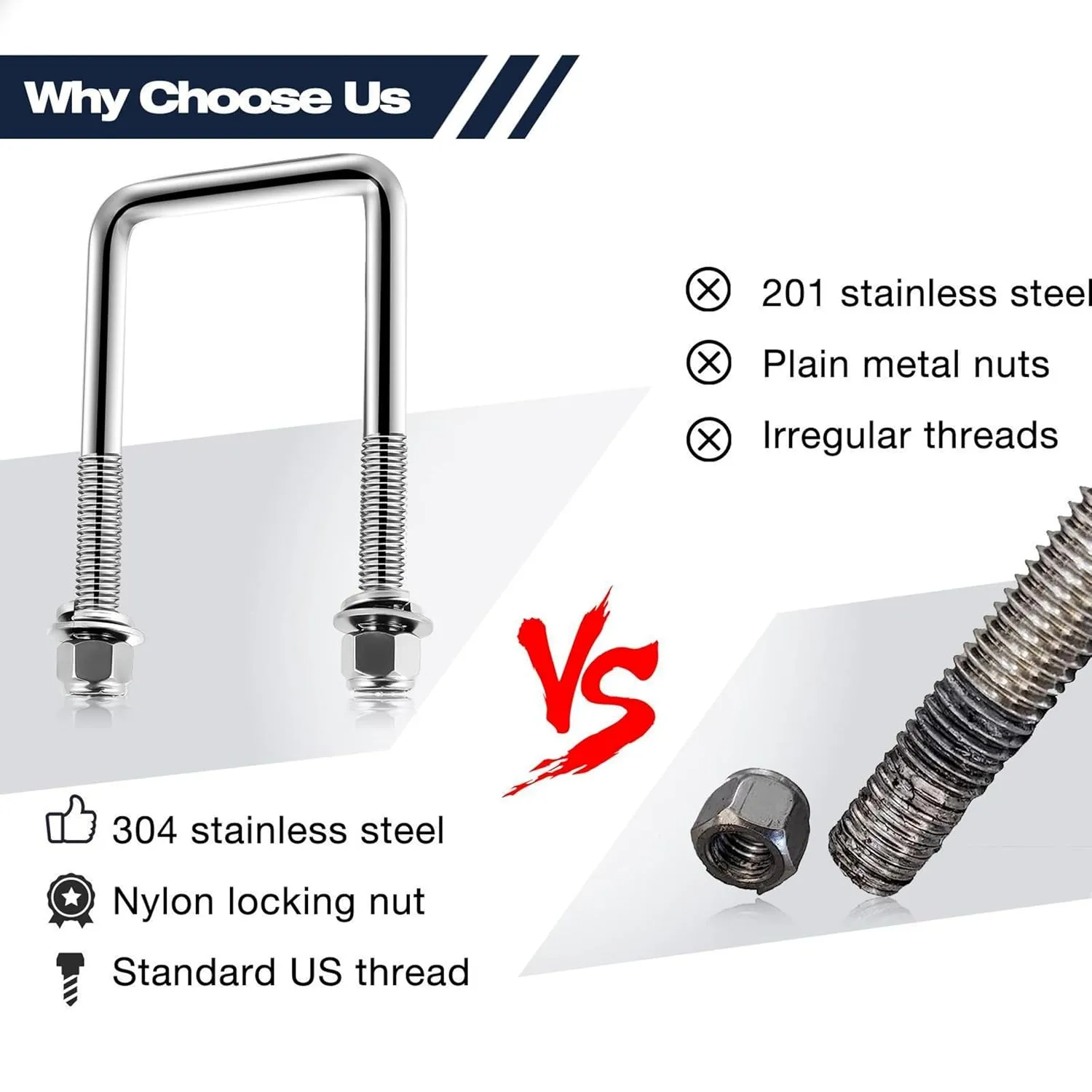 4Pack 1/2" x 3-1/16"x 4-5/16" Stainless Steel U-Bolts, Square U-Bolt Boat Trailer U-Bolts with Washers and Nuts for Sailboat Trailer Automobiles Industrial Part.