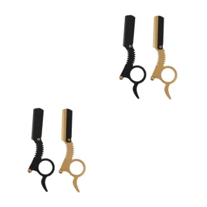 4pcs Manual Straight for Men Finger for Beard Shaving Travel-friendly Design for Precise Grooming and Eyebrow Shaping