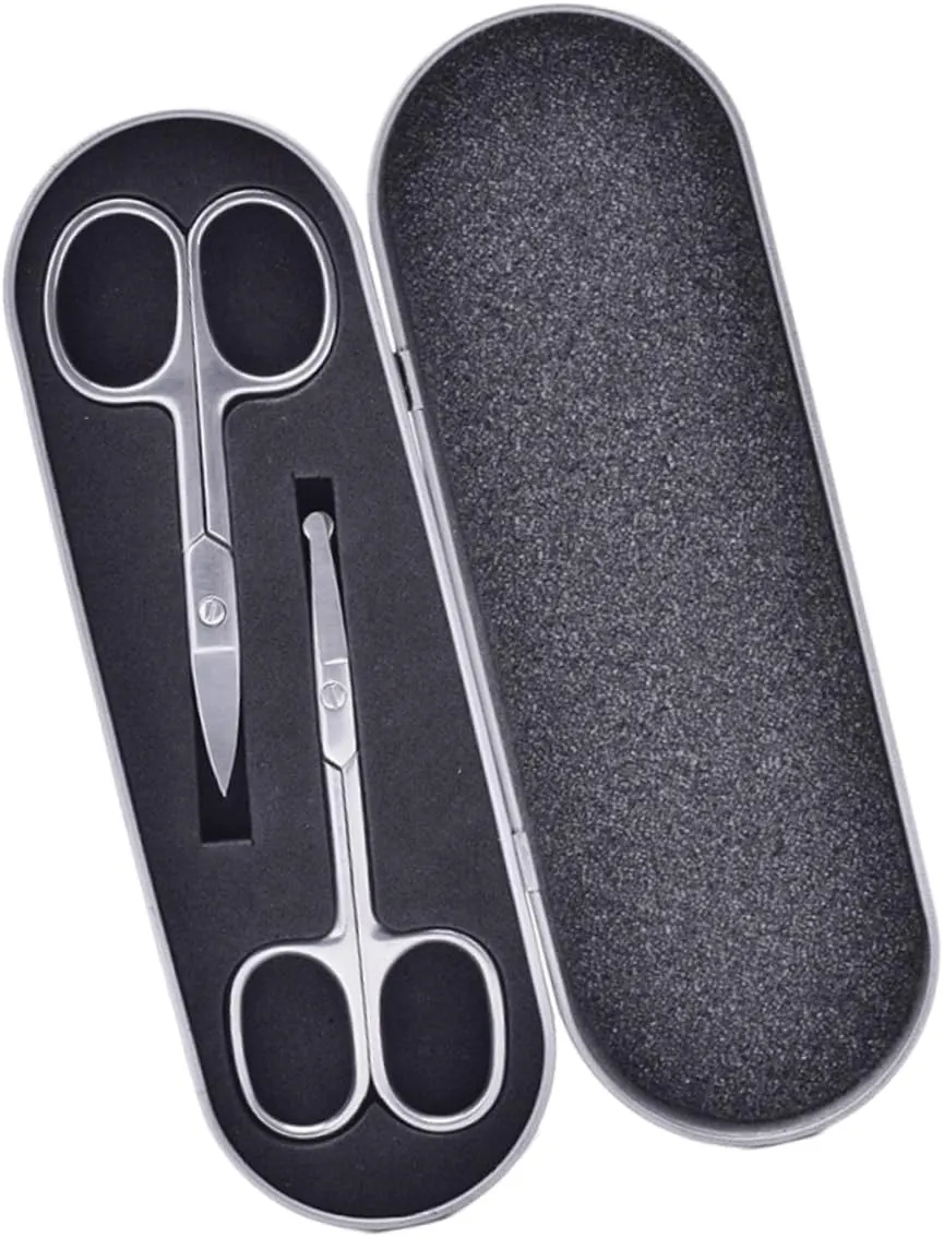 4pcs Stainless Steel Eyebrow Scissors Eyebrow Trimmer Nose Hair Scissors Safe Tip Blades for Precision Trimming Essential Makeup Tool and Grooming