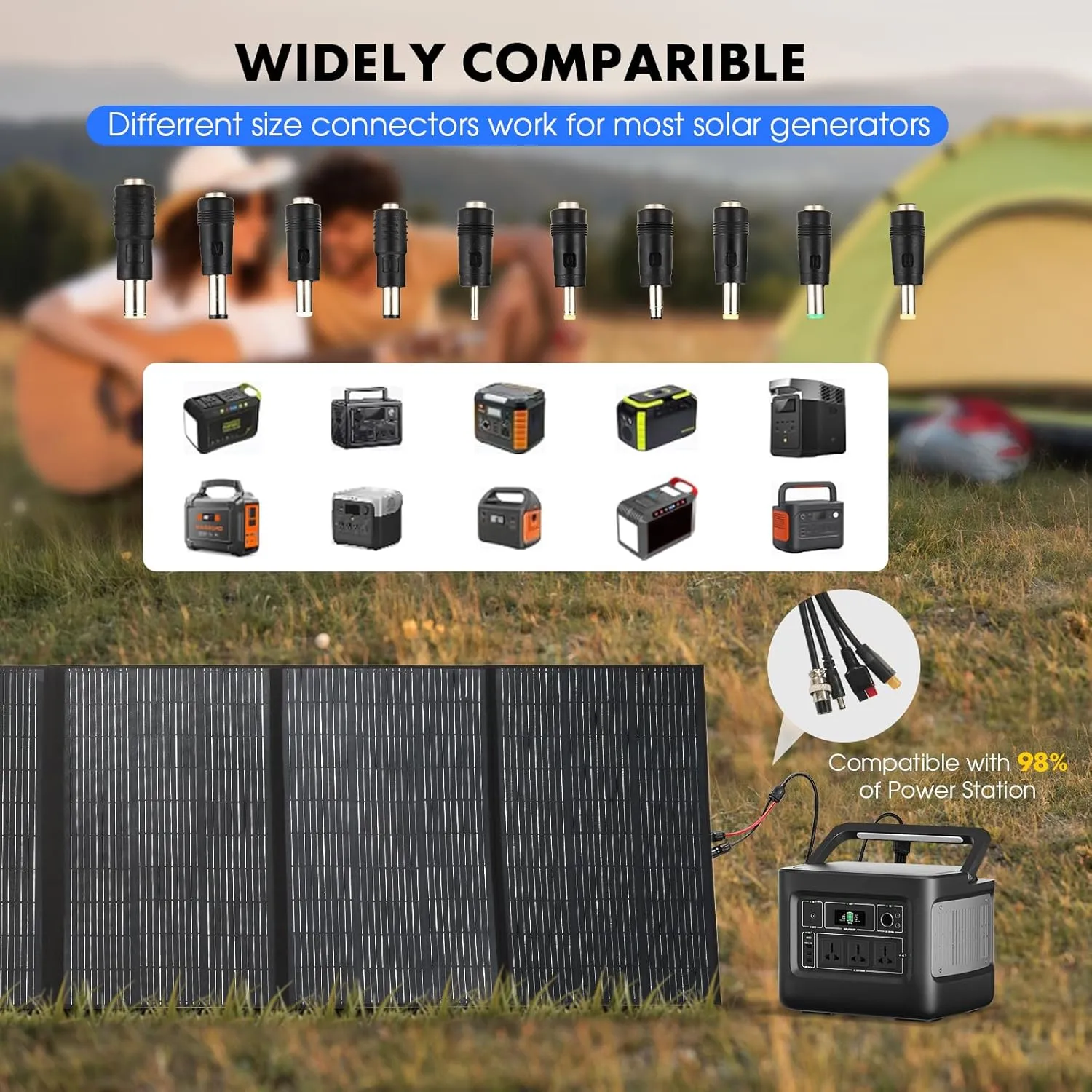 500W Portable Solar Panel, Up to 25% Conversion Efficiency N-Type Solar Cell, with Adjustable Kickstand, IP68 Waterproof, Foldable Solar Panel for Camping RVing Home Backup