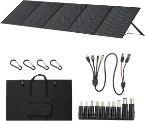 500W Portable Solar Panel, Up to 25% Conversion Efficiency N-Type Solar Cell, with Adjustable Kickstand, IP68 Waterproof, Foldable Solar Panel for Camping RVing Home Backup
