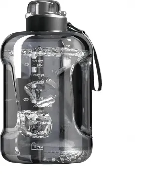 50oz & 84oz Motivational Water Bottle - Time-Marked, Leak Proof & BPA free. 2-in-1 Lid with Straw, Food-Grade Tritan. Half Gallon Sized, Ideal for Gym, Fitness & Outdoor Activities (84oz, Grey)