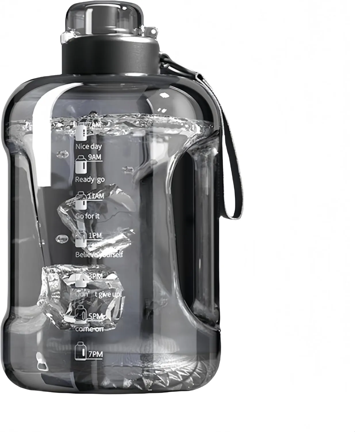 50oz & 84oz Motivational Water Bottle - Time-Marked, Leak Proof & BPA free. 2-in-1 Lid with Straw, Food-Grade Tritan. Half Gallon Sized, Ideal for Gym, Fitness & Outdoor Activities (84oz, Grey)