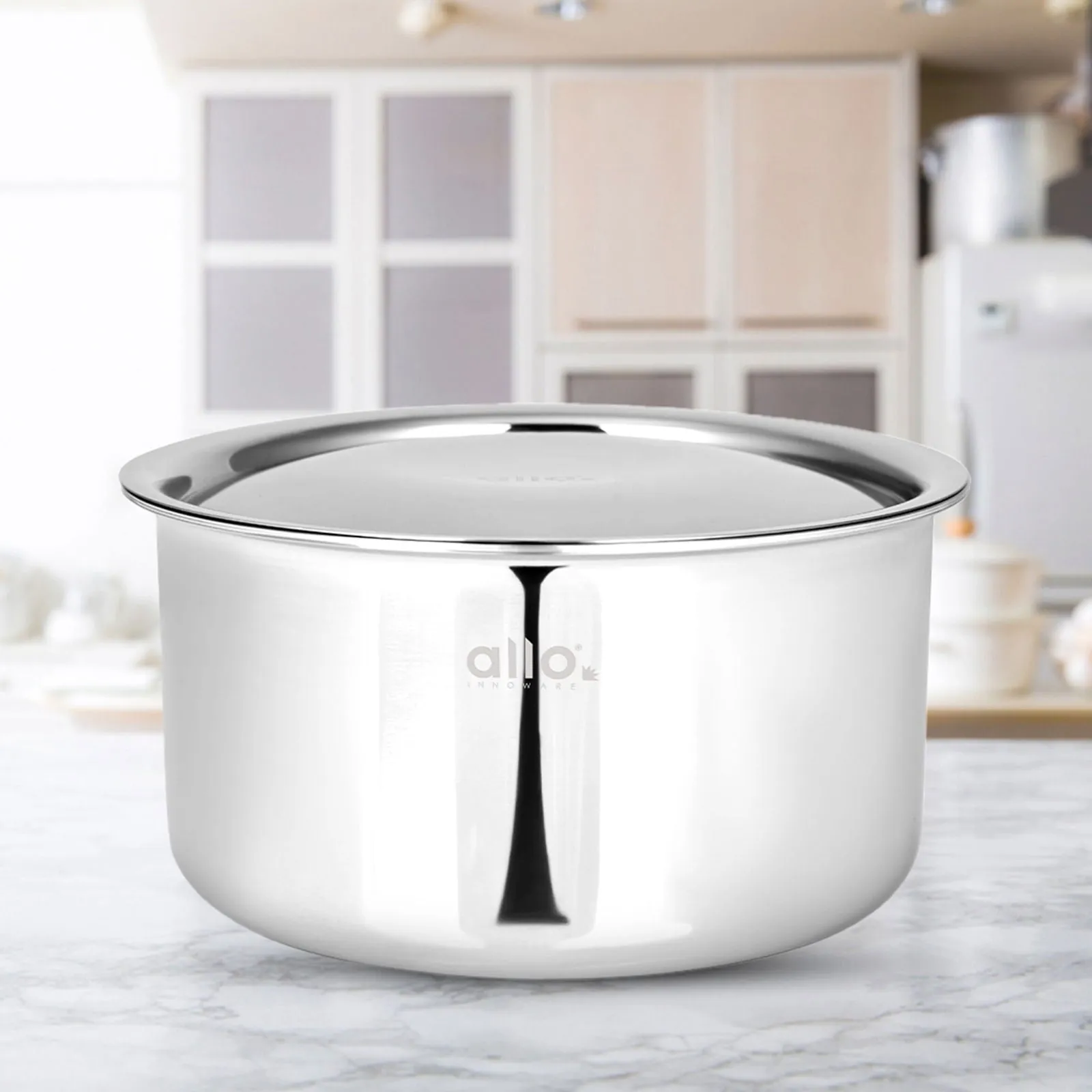 5.2L Allo CookSafe TriPly Tope | Stainless Steel | With Stainless Steel Lid | Induction Friendly |24cm