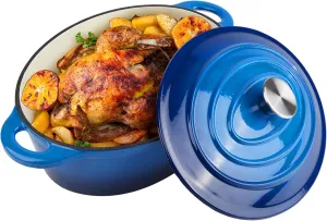5.5 Quart Oval Enameled Cast Iron Dutch Oven Pot with Lid, Oven Safe up to 550° F & Dishwasher Safe, Sturdy Dutch Oven Cookware