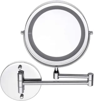 5X Folding Makeup Mirror 7 Inch Magnifying LED Lighted Vanity Mirror, Portable Illuminated Bathroom Shaving Mirror 360° Swivel for Spa, Bathroom