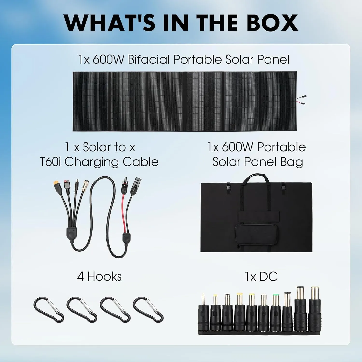 600W Portable Solar Panel, Up to 25% Conversion Foldable Solar Charger Waterproof IP68 Outdoor Camping RV Travel Compatible with Jackery/Goal Zero/EF ECOFLOW/Bluetti/Anker Solar Generator