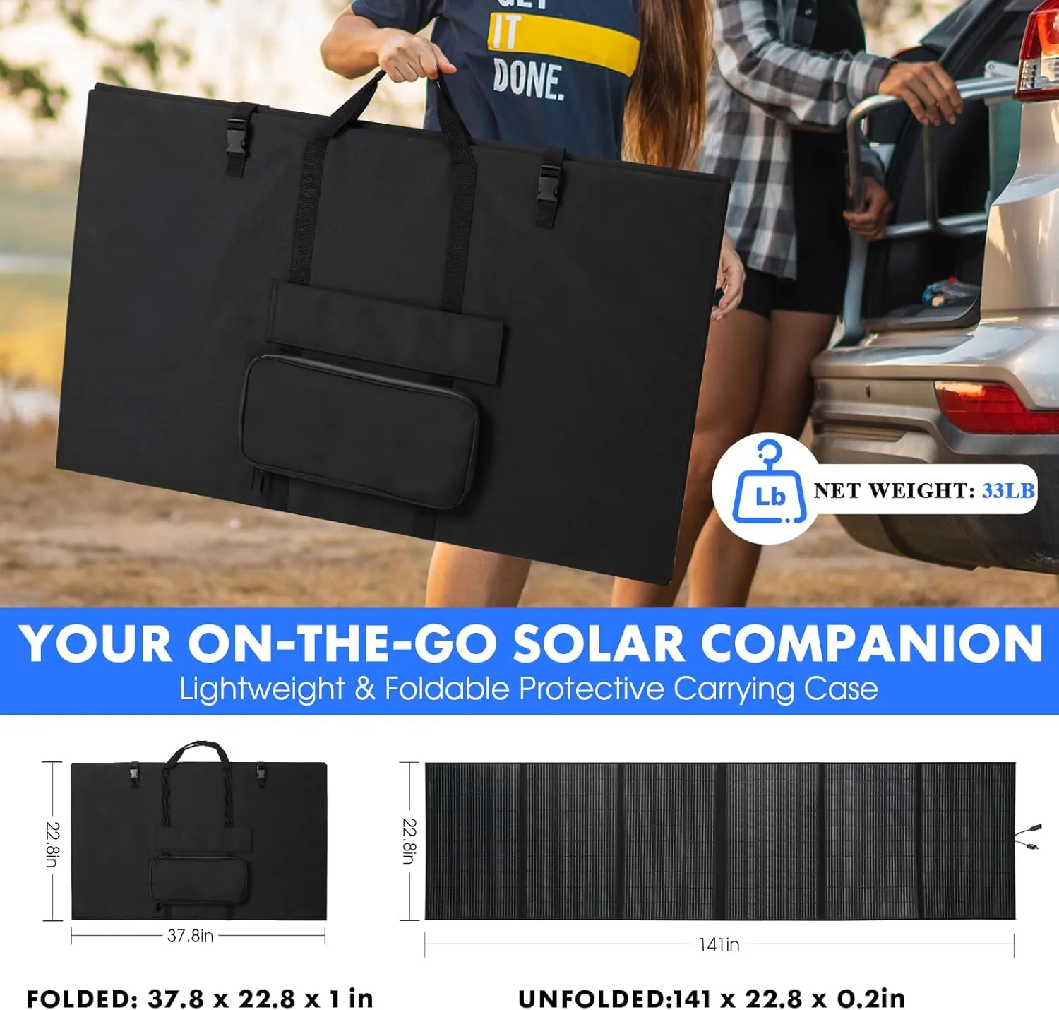 600W Portable Solar Panel, Up to 25% Conversion Foldable Solar Charger Waterproof IP68 Outdoor Camping RV Travel Compatible with Jackery/Goal Zero/EF ECOFLOW/Bluetti/Anker Solar Generator