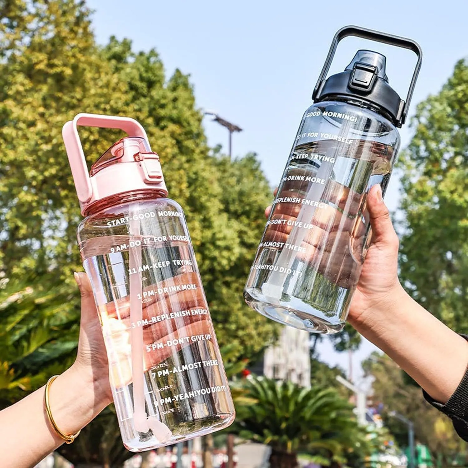 64 Ozwater Bottles with Motivational Time Markers and Handle,BPA Free Leakproof Plastic Water Bottles with Straw,Large Water Jug,Large Water Bottle for Fitness Gym Outdoor Sports Workout