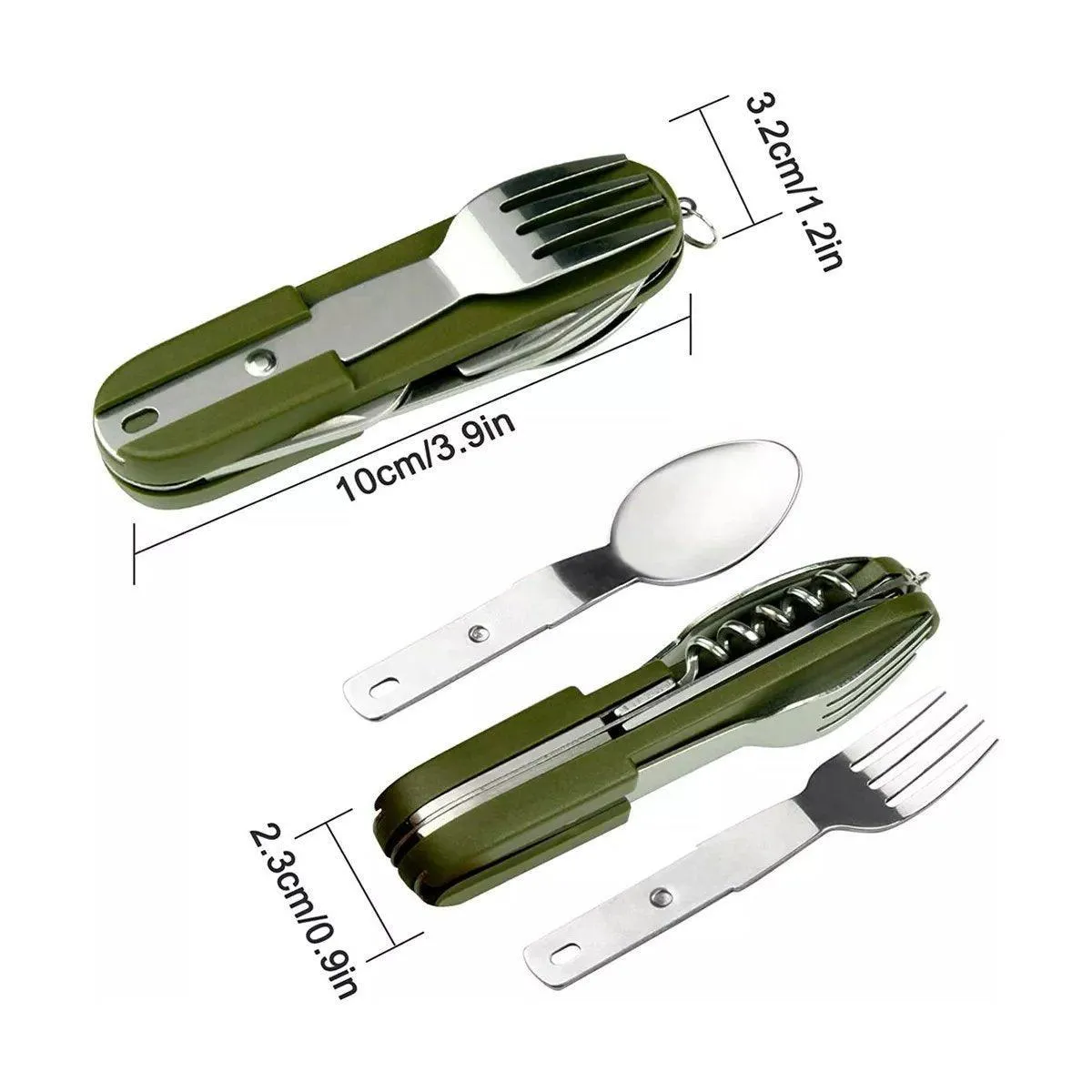 6in1 Portable Folding Knife Fork Spoon Set Outdoor Multi Functional Tableware