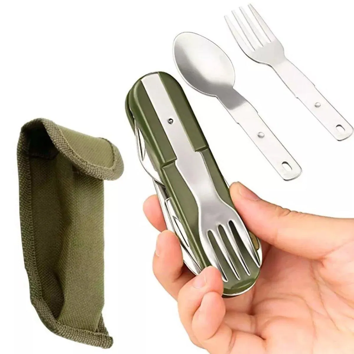 6in1 Portable Folding Knife Fork Spoon Set Outdoor Multi Functional Tableware