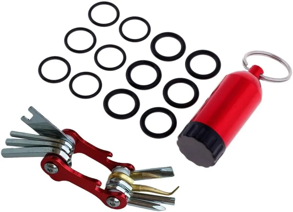 8 in 1 Scuba Maintenance Tackle Diving Repair Tool & Scuba Tank with O-Ring, Stainless Steel Folding Multi Tool, Aluminum Alloy Mini Tank, Compact Portable Diving Gear