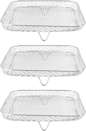 8 Inch Square Air Fryer Rack, Stackable Multi Layer Stainless Steel Dehydrator Rack for Cosori, In stant Vortex, Nuw ave, Foodi Grill AG300, AG400 (Rectangular)