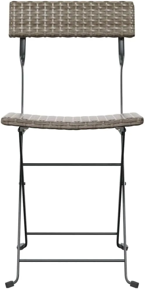 8-Pack Gray PE Rattan Folding Bistro Chairs Outdoor Patio Furniture with Steel Frame, Weather-Resistant Dining & Camping Chairs for Garden Poolside