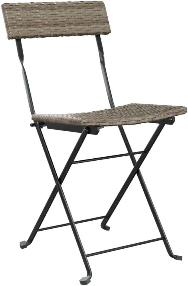 8-Pack Gray PE Rattan Folding Bistro Chairs Outdoor Patio Furniture with Steel Frame, Weather-Resistant Dining & Camping Chairs for Garden Poolside