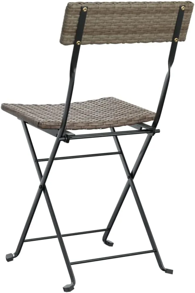 8-Pack Gray PE Rattan Folding Bistro Chairs Outdoor Patio Furniture with Steel Frame, Weather-Resistant Dining & Camping Chairs for Garden Poolside