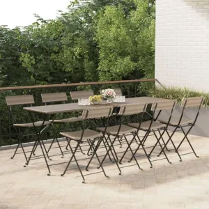 8-Pack Gray PE Rattan Folding Bistro Chairs Outdoor Patio Furniture with Steel Frame, Weather-Resistant Dining & Camping Chairs for Garden Poolside