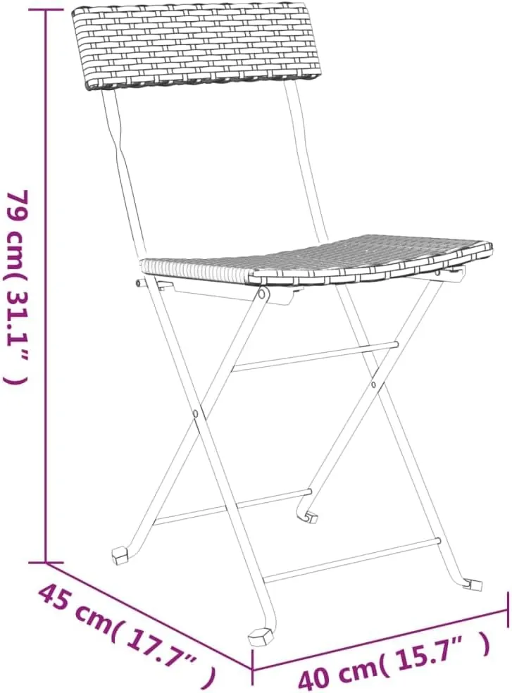 8-Pack Gray PE Rattan Folding Bistro Chairs Outdoor Patio Furniture with Steel Frame, Weather-Resistant Dining & Camping Chairs for Garden Poolside