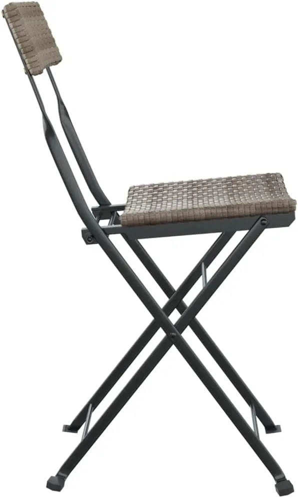 8-Pack Gray PE Rattan Folding Bistro Chairs Outdoor Patio Furniture with Steel Frame, Weather-Resistant Dining & Camping Chairs for Garden Poolside