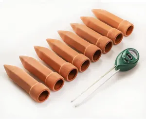 8 Pcs Plant Watering Devices - FREE Moisture   PH Sensor - Plant Waterer Self Watering Terracotta Spikes - Self Watering Planter Insert - Water Your Indoor and Outdoor Plants While On Vacation
