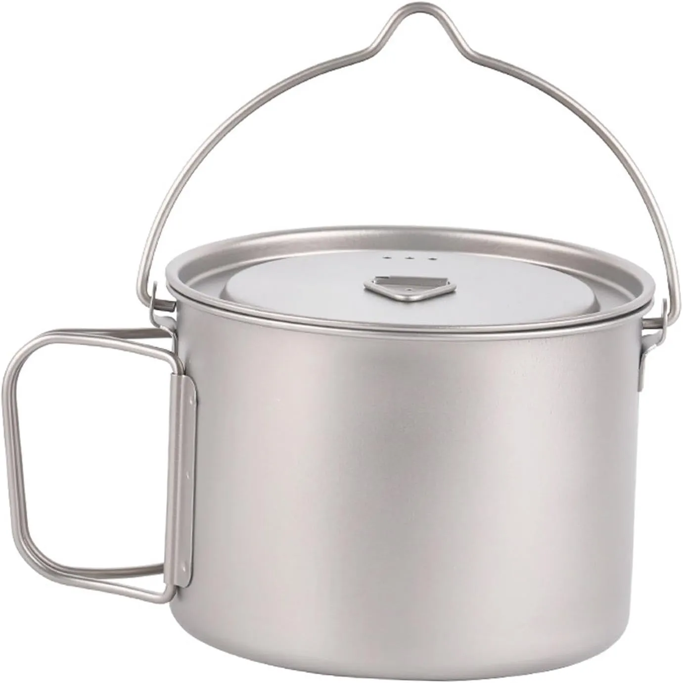 900ml Outdoor Titanium Pot Hanging Pot with Foldable Handle Round Travel Mug Outdoor Coffee Mug Titanium Cup for Kitchen BBQ