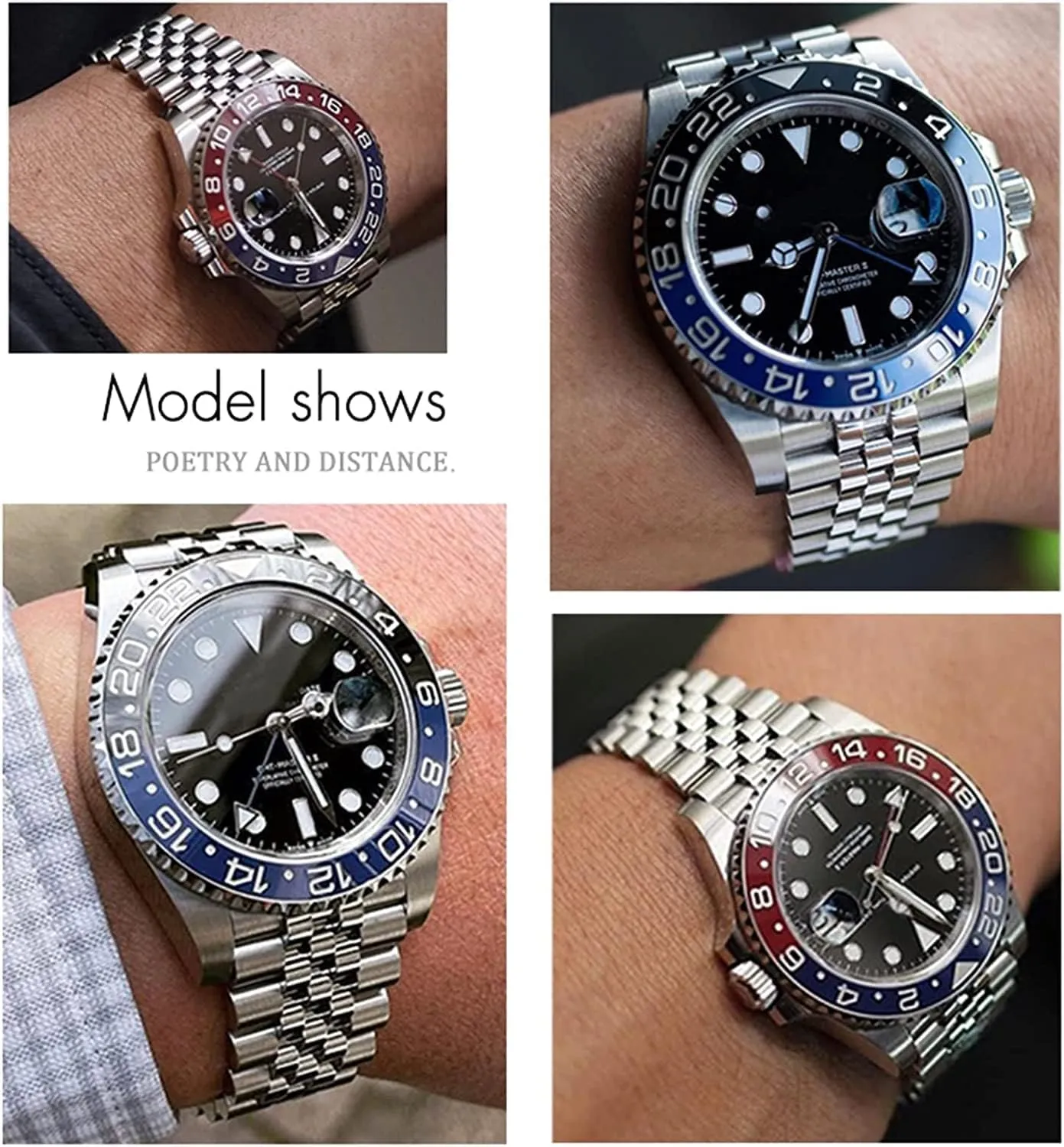 904L Solid Stainless Steel Watch Band For Rolex GMT Jubilee Master II Wristband Bracelet With Oyster Clasp 20mm