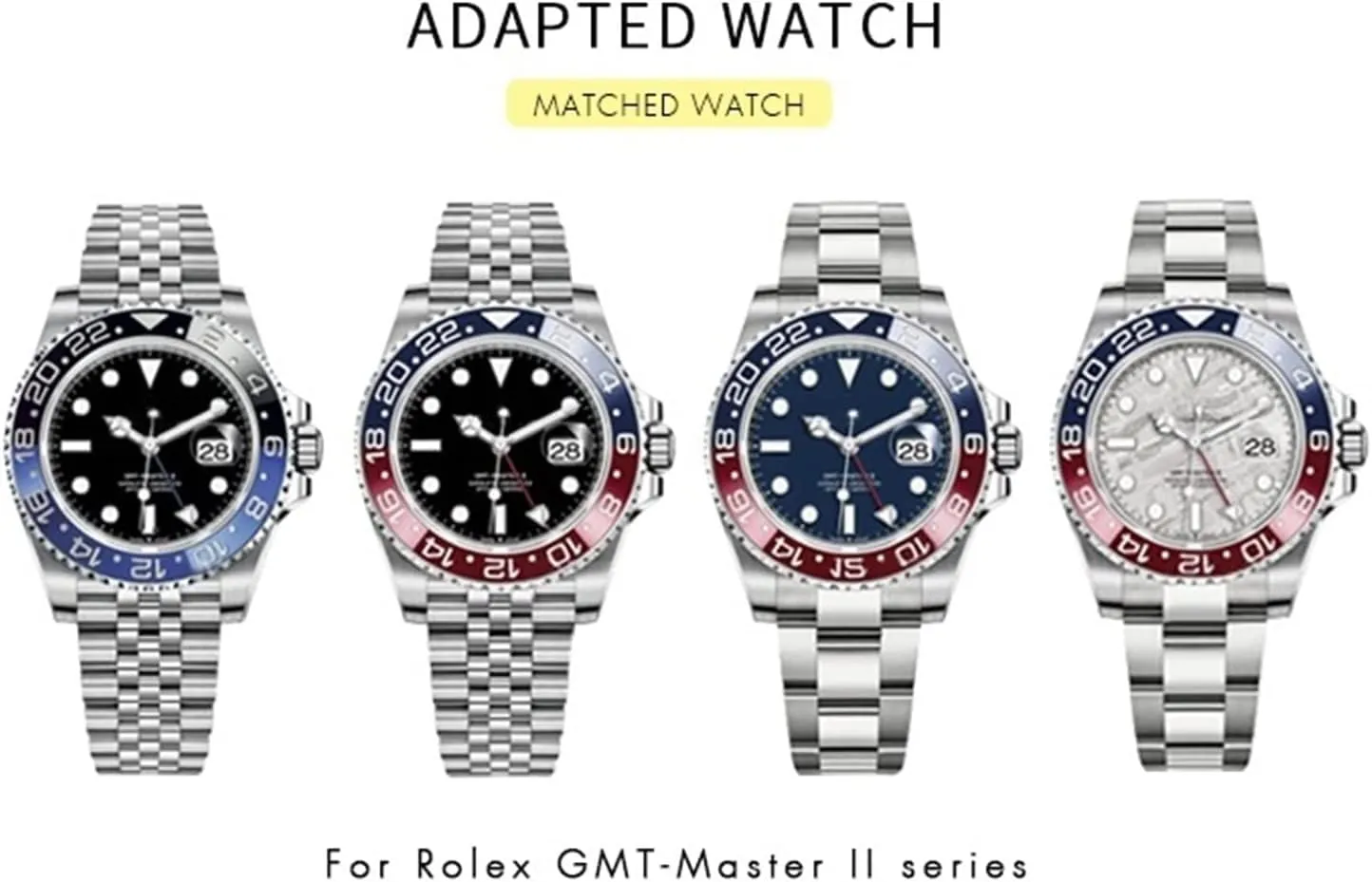 904L Solid Stainless Steel Watch Band For Rolex GMT Jubilee Master II Wristband Bracelet With Oyster Clasp 20mm