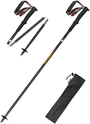 99% Carbon Fiber Trekking Poles-Collapsible Foldable Walking Sticks-Quick Lock, Antishock-2pc Pack, Strong, Lightweight, Hiking Poles for Hiking, Skiing, Camping, Walking, Backpacking, Snowshoein