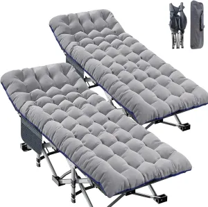 ABORON 2 Pack Oversized XXLFolding Camping Cot W/Mat for Adults, Heavy Duty Outdoor Bed with Carry Bag,1200 D Layer Oxford Travel Camp Cots