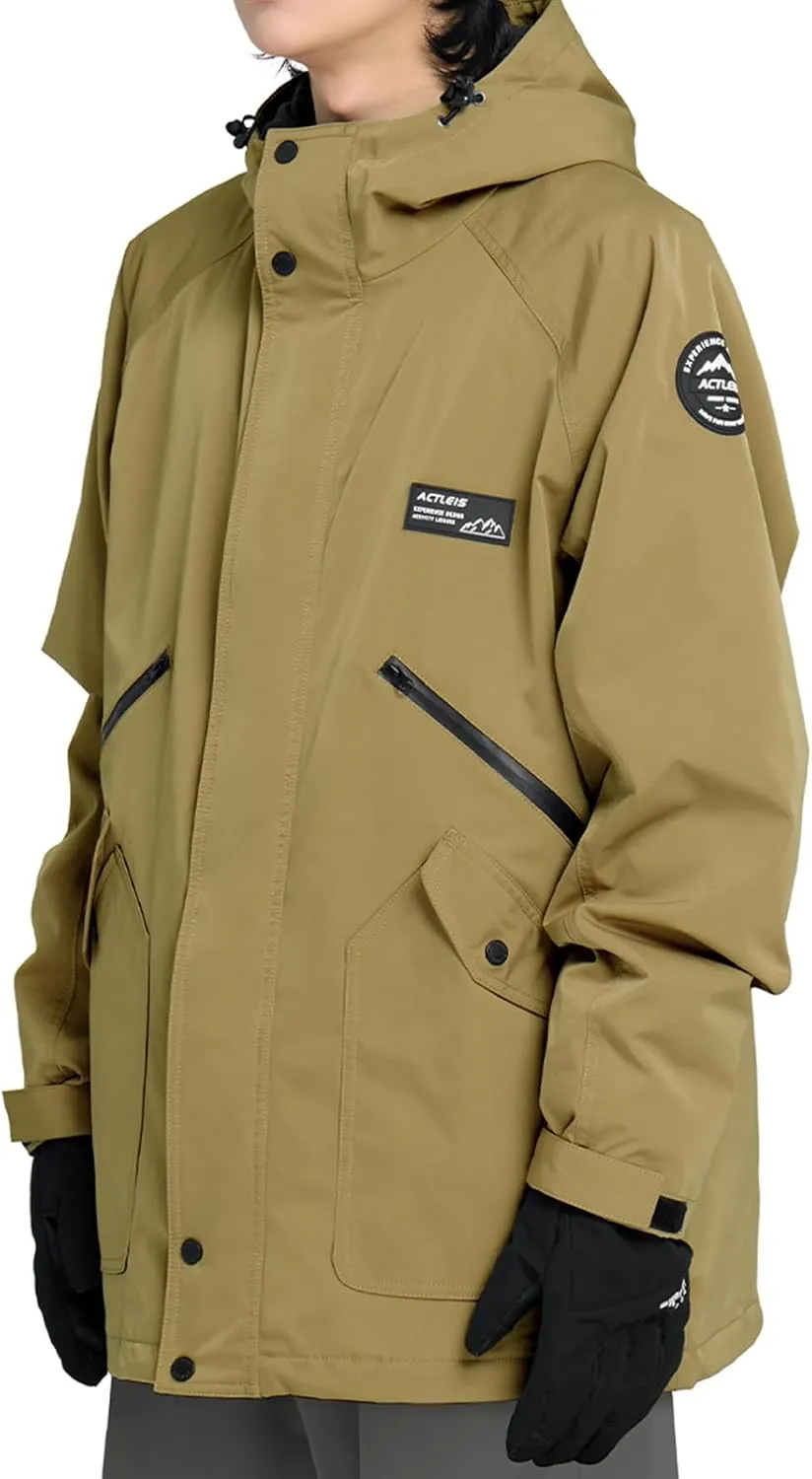 Actleis Men's Waterproof Snowboarding Jacket Winter Warm Windproof Ski Snow Coat With Hood