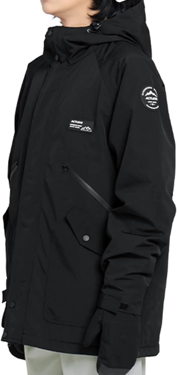 Actleis Men's Waterproof Snowboarding Jacket Winter Warm Windproof Ski Snow Coat With Hood