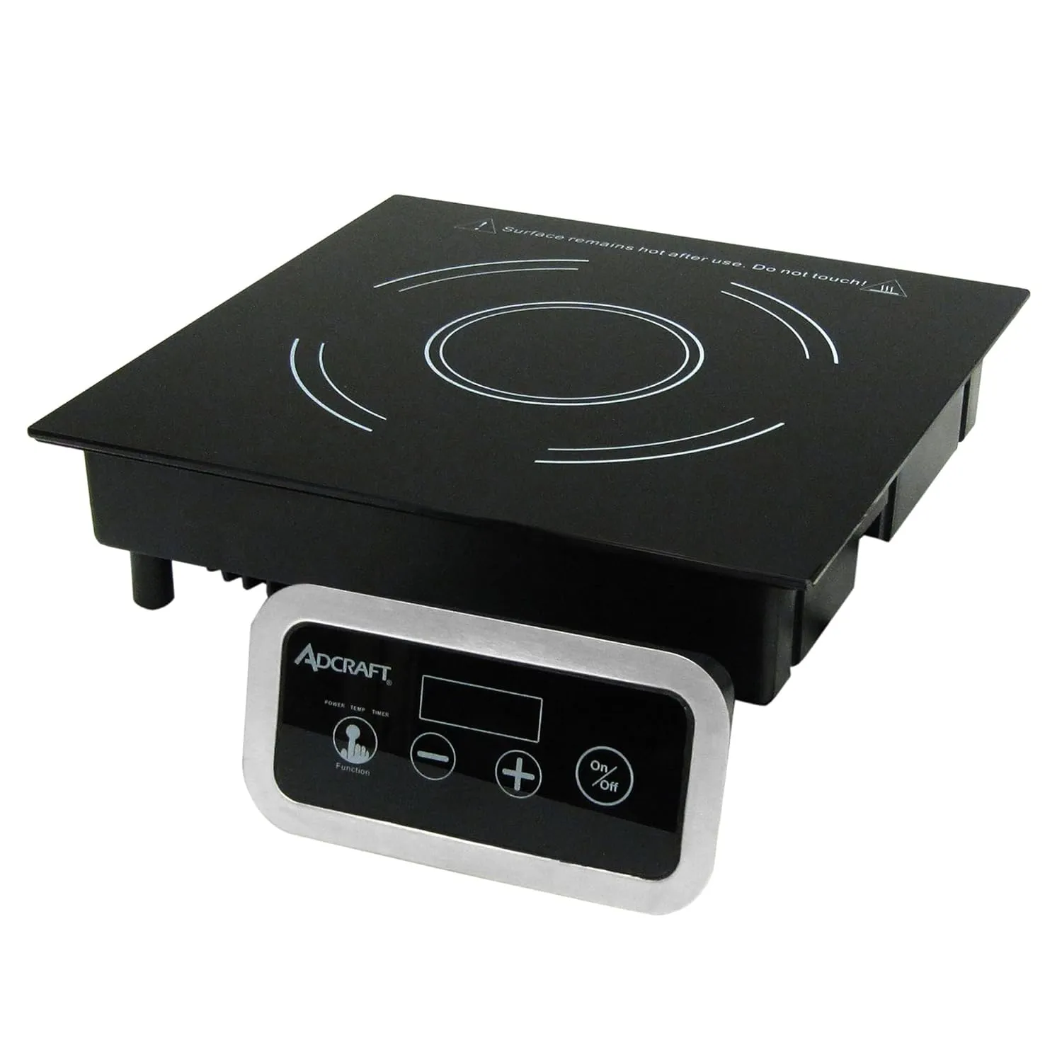 Adcraft Drop-In Induction Range Cooker with Remote Control and Ceramic Glass Surface, Fast Heating with 180-Min Timer, 120V, Gray