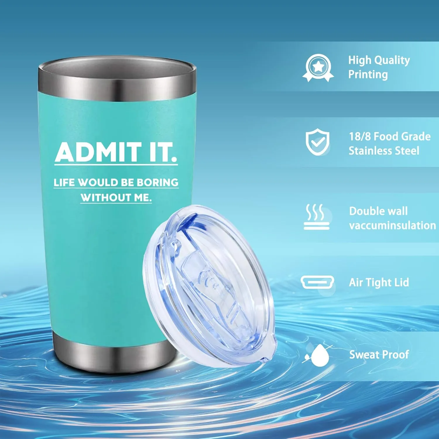 Admit It Life Would Be Boring Without Me Funny Saying 20 Oz Insulated Tumbler with Lid & Straw -Stainless Steel Tumblers Iced Coffee Mug | Birthday Gifts Idea for Women (Black)