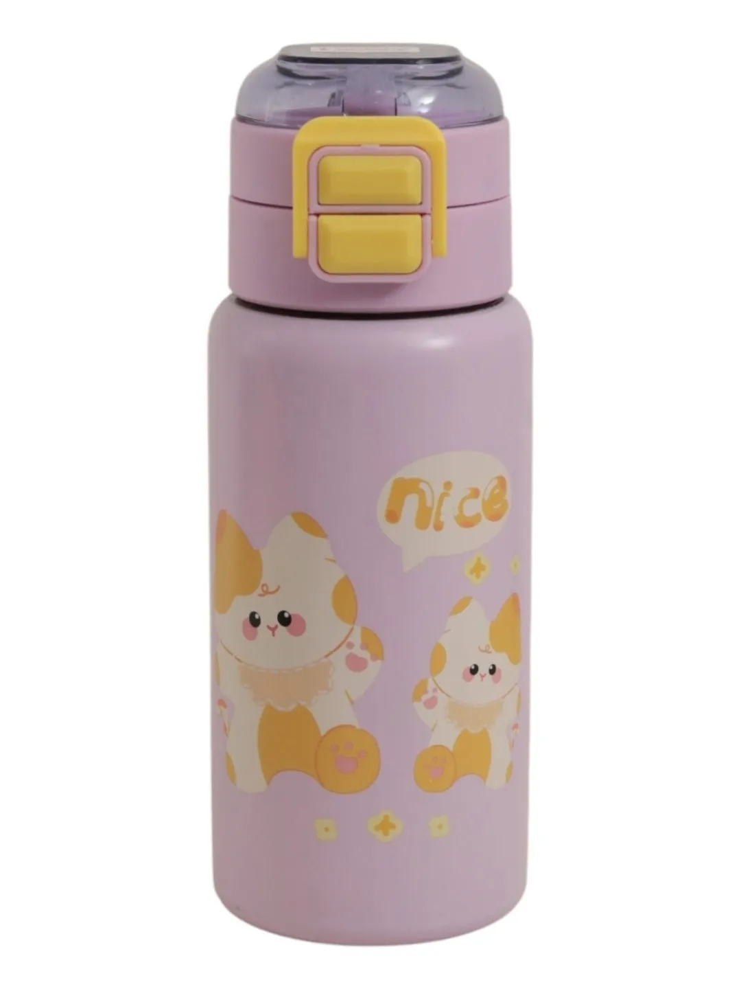 Adorable Kitty-Themed Purple Insulated Hot & Cold Stainless Steel Sipper for Girls- 520 ML