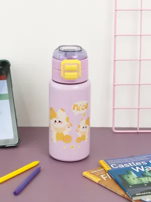 Adorable Kitty-Themed Purple Insulated Hot & Cold Stainless Steel Sipper for Girls- 520 ML
