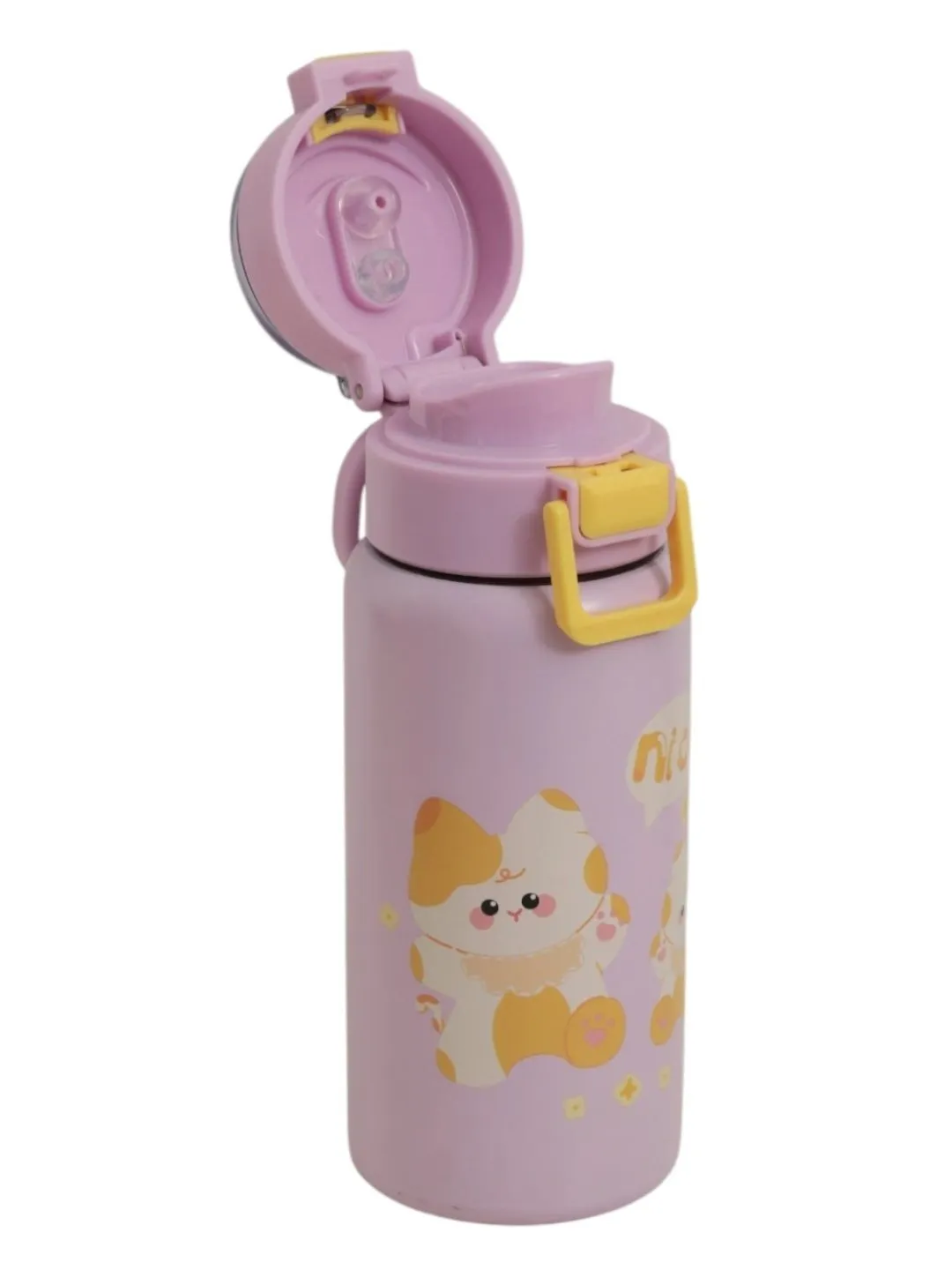 Adorable Kitty-Themed Purple Insulated Hot & Cold Stainless Steel Sipper for Girls- 520 ML
